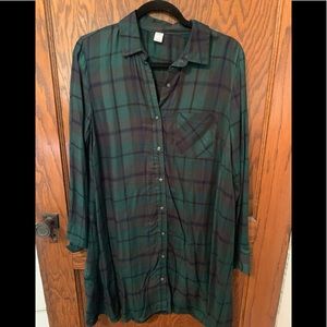 Plaid button down dress